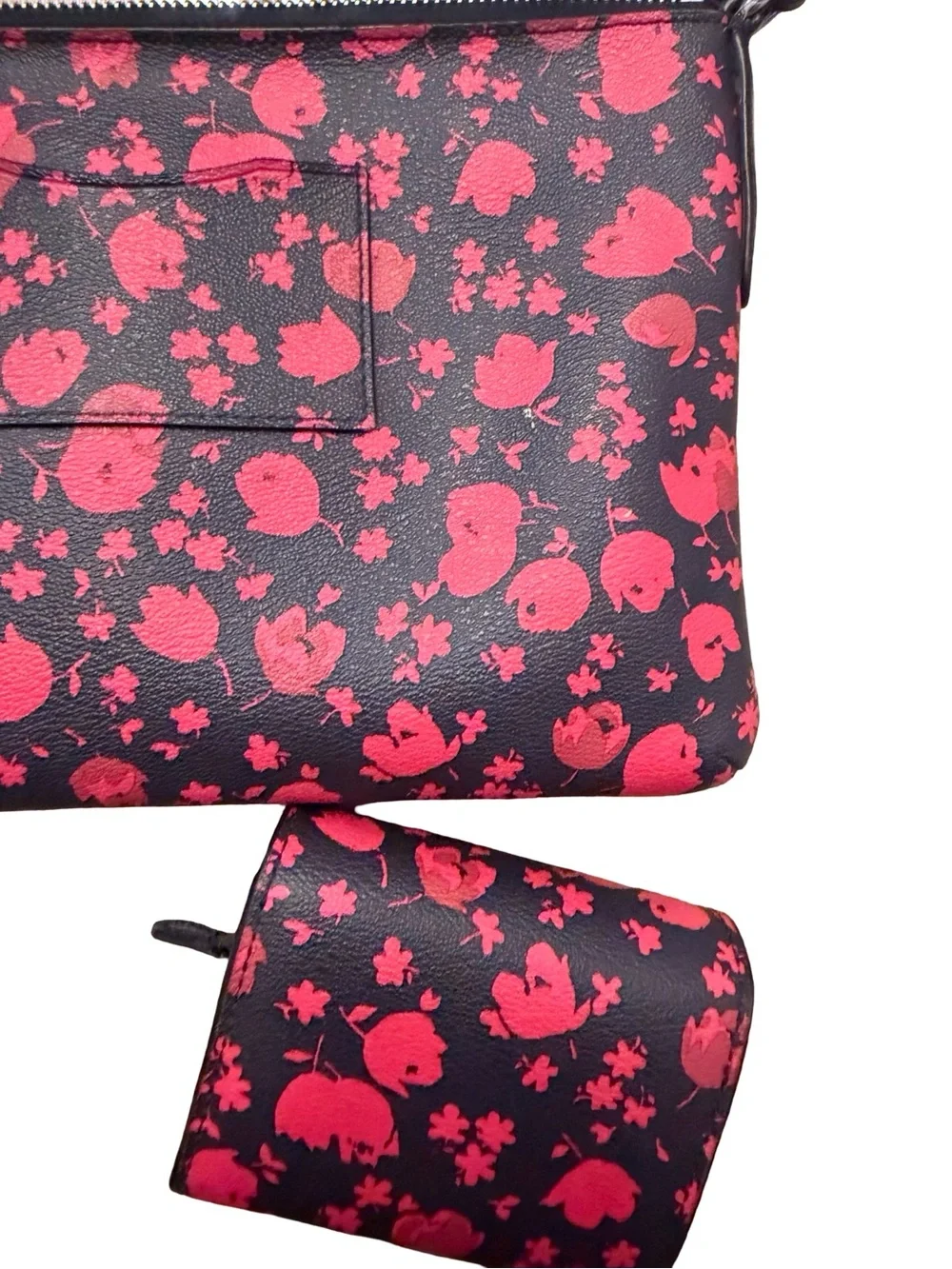 Coach Black & Red Floral Crossbody and Wallet Set